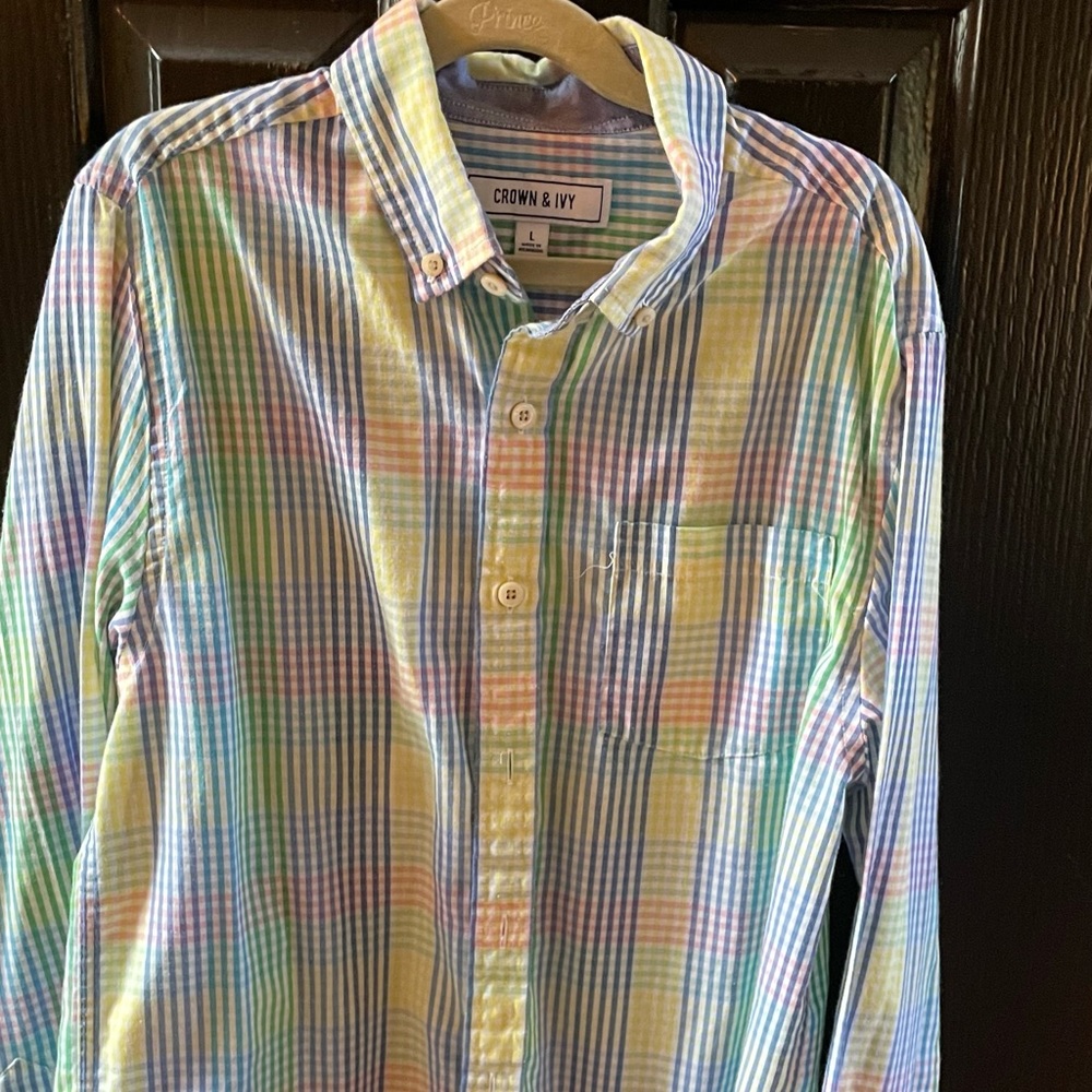 Crown and Ivy pastel plaid shirt.  Size YL.  EUC